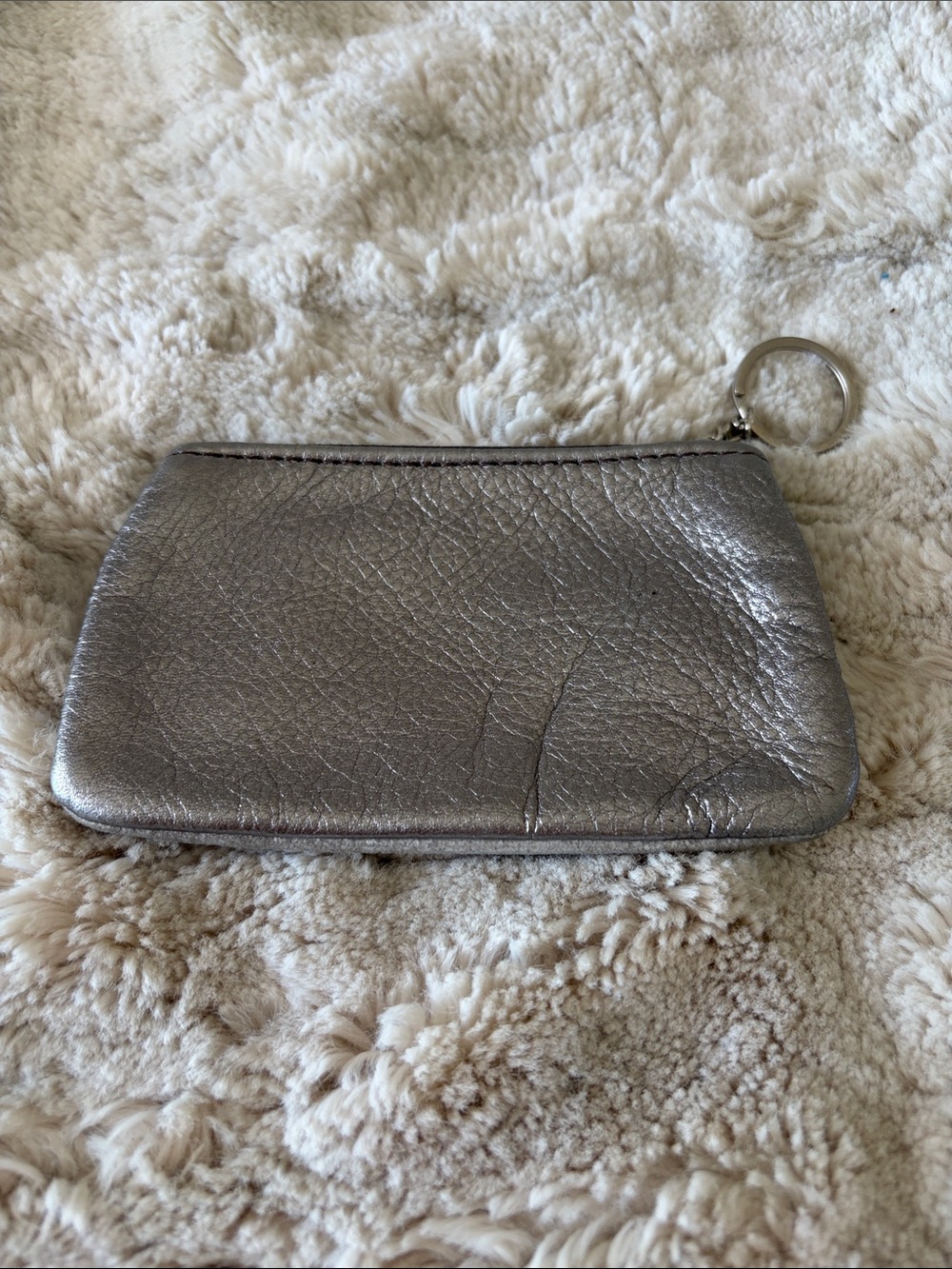 Metallic Silver Key & Card Pouch with Keyring - Picture 2 of 3